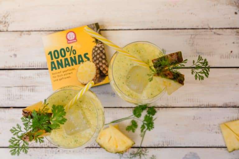Gratis frische Smoothies: Promo-Aktion von Startup Polpinha am Samstag im Rewe Gießen ananas koriander smoothie LR-19