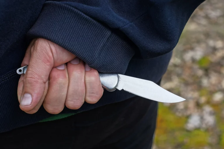 Eine Frau hält ein Messer in der Hand und bedroht Beamte der Gießener Polizeistation Nord.